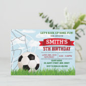 Uitnodiging voor voetbalverjaardag. sportieve uitn (Staand voorkant)