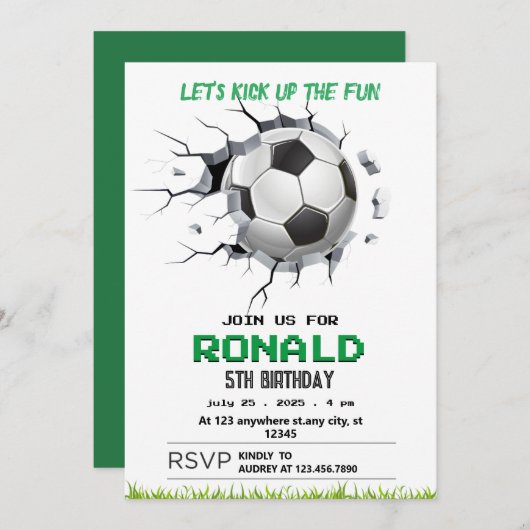 Uitnodiging voor voetbalwedstrijd (Voorkant / Achterkant)