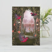 Uitnodiging voor vogels Vrije Partij nodigt roodro (Staand voorkant)