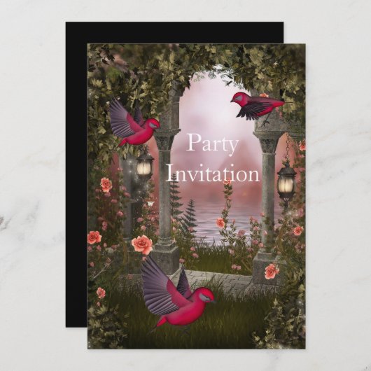 Uitnodiging voor vogels Vrije Partij nodigt roodro (Voorkant / Achterkant)