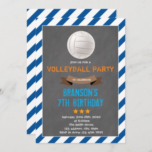 Uitnodiging voor volleybalfeest (Voorkant / Achterkant)