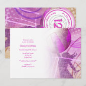 Uitnodiging voor volleybalfeest op roze meisjes (Voorkant / Achterkant)