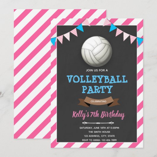 Uitnodiging voor volleybalmeisje (Voorkant / Achterkant)