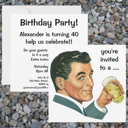  uitnodiging voor volwassen mannelijke geboorte