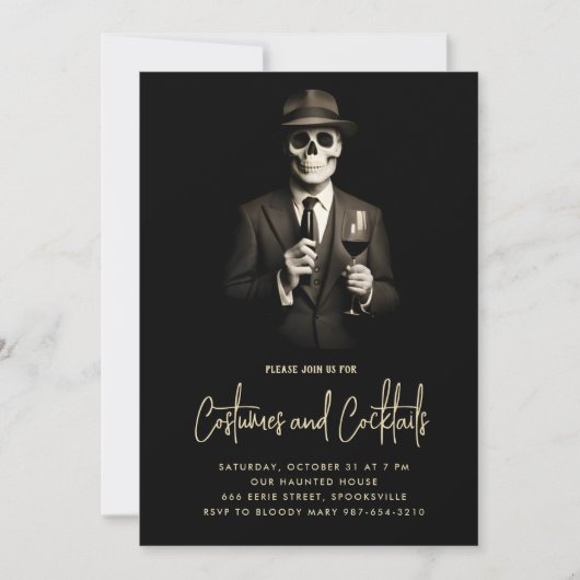 Uitnodiging voor volwassenen Halloween feest met v (Voorkant)