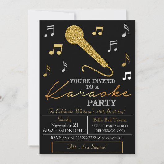 Uitnodiging voor volwassenen karaoke-feestje (Voorkant)