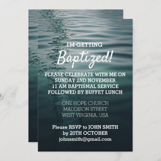 Uitnodiging voor volwassenendoop Kaart (Voorkant / Achterkant)