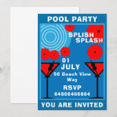 Uitnodiging voor volwassenenpoolfeest (Voorkant / Achterkant)