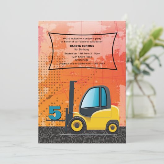 Uitnodiging voor vorkheftrucks voor de bouw (Staand voorkant)