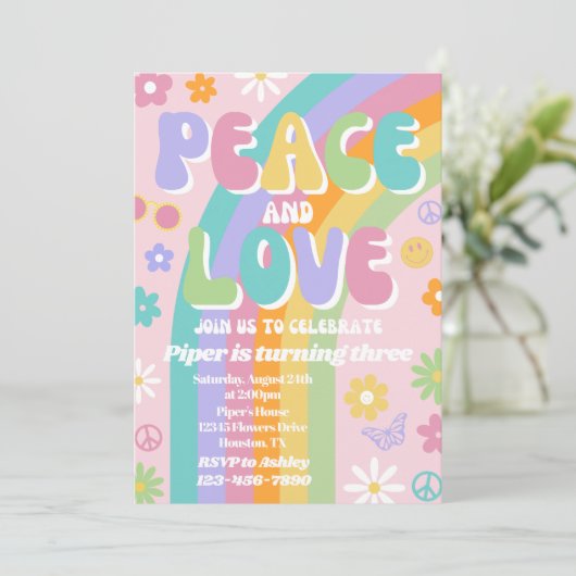 Uitnodiging voor vredes- en liefdesdag (Staand voorkant)