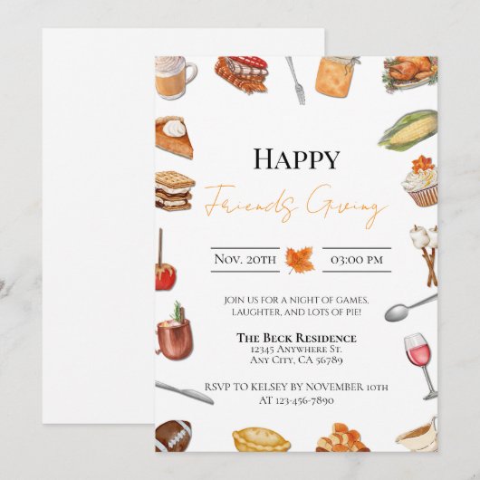 Uitnodiging voor vrienden geven (Voorkant / Achterkant)