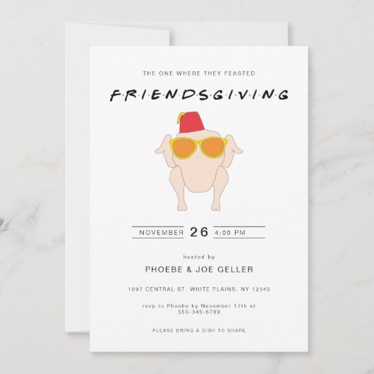 Uitnodiging voor Vriendendag met kalkoen Thanksgiv (Voorkant)