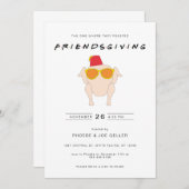 Uitnodiging voor Vriendendag met kalkoen Thanksgiv (Voorkant / Achterkant)