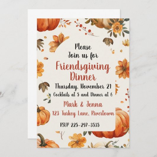 Uitnodiging voor Vriendendankdag (Voorkant / Achterkant)