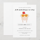Uitnodiging voor Vriendendankdag met kalkoen Dankd (Voorkant / Achterkant)