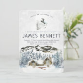 Uitnodiging voor vrijgezellen weekend skitrip (Staand voorkant)