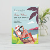 Uitnodiging voor vrijgezellenfeest aan het strand (Staand voorkant)