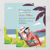 Uitnodiging voor vrijgezellenfeest aan het strand (Voorkant / Achterkant)