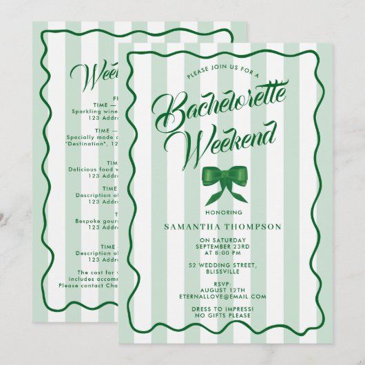 Uitnodiging voor vrijgezellenfeest Bach-weekend Bo (Voorkant / Achterkant)