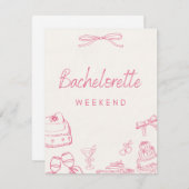 Uitnodiging voor vrijgezellenfeest coquette (Voorkant / Achterkant)