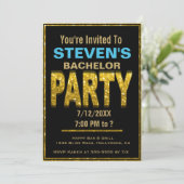 Uitnodiging voor vrijgezellenfeest | Goud (Staand voorkant)