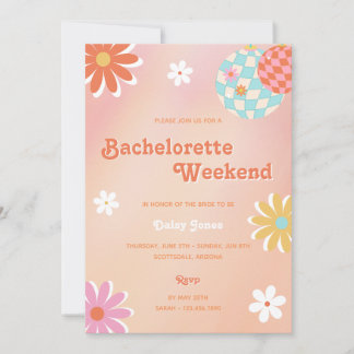 Uitnodiging voor vrijgezellenfeest in disco-stijl