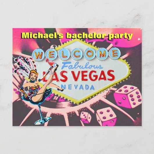 Uitnodiging voor vrijgezellenfeest in Las Vegas (Voorkant)