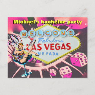 Uitnodiging voor vrijgezellenfeest in Las Vegas Briefkaart