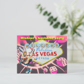 Uitnodiging voor vrijgezellenfeest in Las Vegas Briefkaart (Staand voorkant)