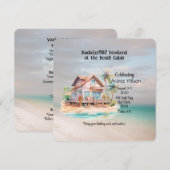 Uitnodiging voor vrijgezellenfeest in strandhuis (Voorkant / Achterkant)