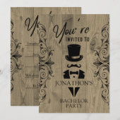 Uitnodiging voor vrijgezellenfeest in vintage smok (Voorkant / Achterkant)