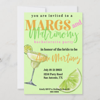 Uitnodiging voor vrijgezellenfeest Margs & Huwelij