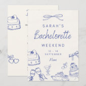 Uitnodiging voor vrijgezellenfeest meisjes met aan (Voorkant / Achterkant)