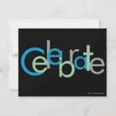 Uitnodiging voor vrijgezellenfeest met blokletters (Achterkant)