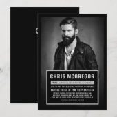 Uitnodiging voor vrijgezellenfeest met boevenfoto  (Voorkant / Achterkant)