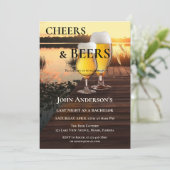 Uitnodiging voor vrijgezellenfeest met Cheers and  (Staand voorkant)