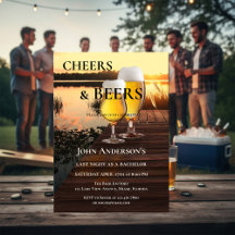 Uitnodiging voor vrijgezellenfeest met 'Cheers and