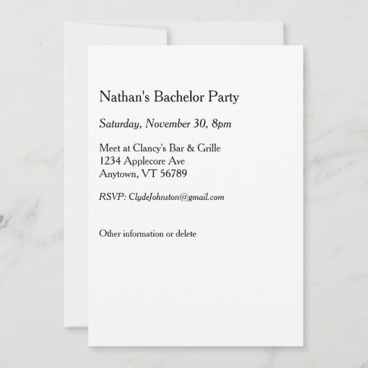 Uitnodiging voor vrijgezellenfeest met dansende ma (Achterkant)