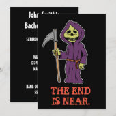 Uitnodiging voor vrijgezellenfeest met de Grim Rea (Voorkant / Achterkant)