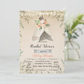 Uitnodiging voor vrijgezellenfeest met glamping (Staand voorkant)