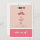 Uitnodiging voor vrijgezellenfeest met roze flamin (Achterkant)