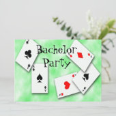 Uitnodiging voor vrijgezellenfeest met speelkaarte (Staand voorkant)