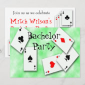 Uitnodiging voor vrijgezellenfeest met speelkaarte (Voorkant / Achterkant)