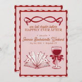 Uitnodiging voor vrijgezellenfeest met strik en co (Voorkant / Achterkant)