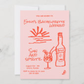 Uitnodiging voor vrijgezellenfeest met zon en spri (Voorkant)