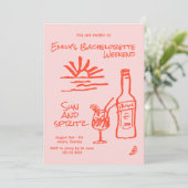 Uitnodiging voor vrijgezellenfeest met zon en spri (Staand voorkant)