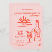 Uitnodiging voor vrijgezellenfeest met zon en spri (Voorkant / Achterkant)