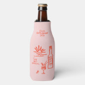 Uitnodiging voor vrijgezellenfeest met zon en spri flesjeskoeler (Fles Voorkant)