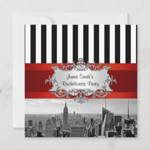Uitnodiging voor vrijgezellenfeest NYC Skyline BW 