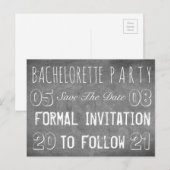 Uitnodiging voor vrijgezellenfeest op krijtbordsti (Voorkant / Achterkant)